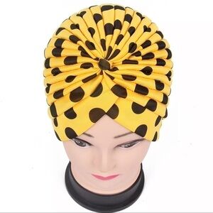 TURBAN. Yellow with black polka dots. NWOT